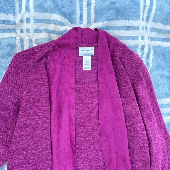 Alfred Dunner Petite Stretch Knit Purple Shirt Jacket Combo Cascading Front PL - Picture 12 of 15